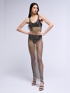 DA VEAMOR
rhinestone mesh maxi dress, size O/S